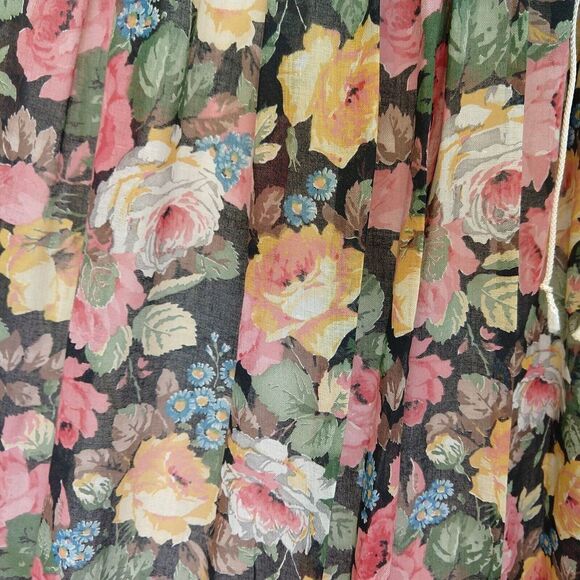 Gunne Sax Black Floral Corset Maxi Dress Size 13 Vintage 70s Prairie Roses Lace - Picture 13 of 15